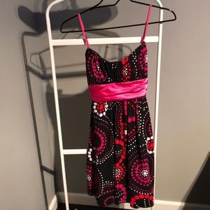 Pink and White Print Dress